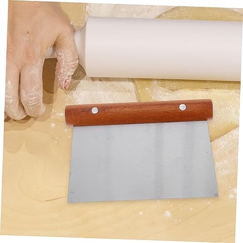 Kitchen Scraper Dough Cutter with Wood Handle Stainless Steel
