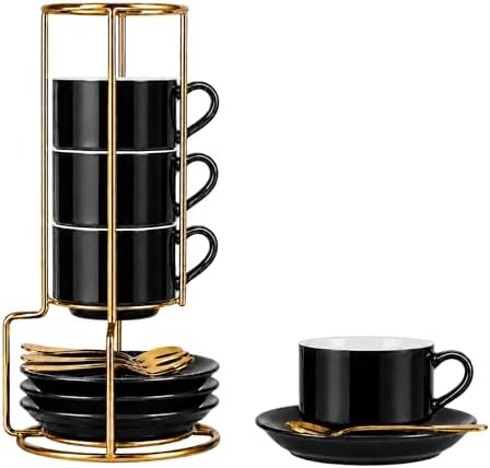 3 Ounce Espresso Cups Set of 4, Black