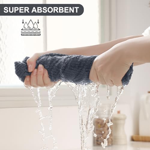 Homaxy Dual Design Kitchen Towels and Dishcloths Set, 8 Pack, Dark