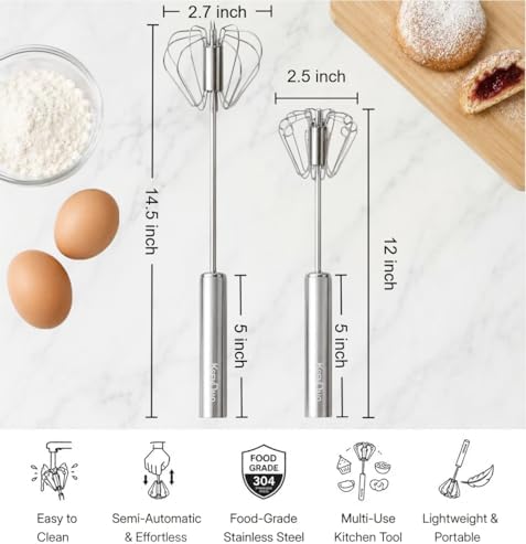 KSENDALO SUS304 Stainless Steel Whisk & Beater Set - Manual &