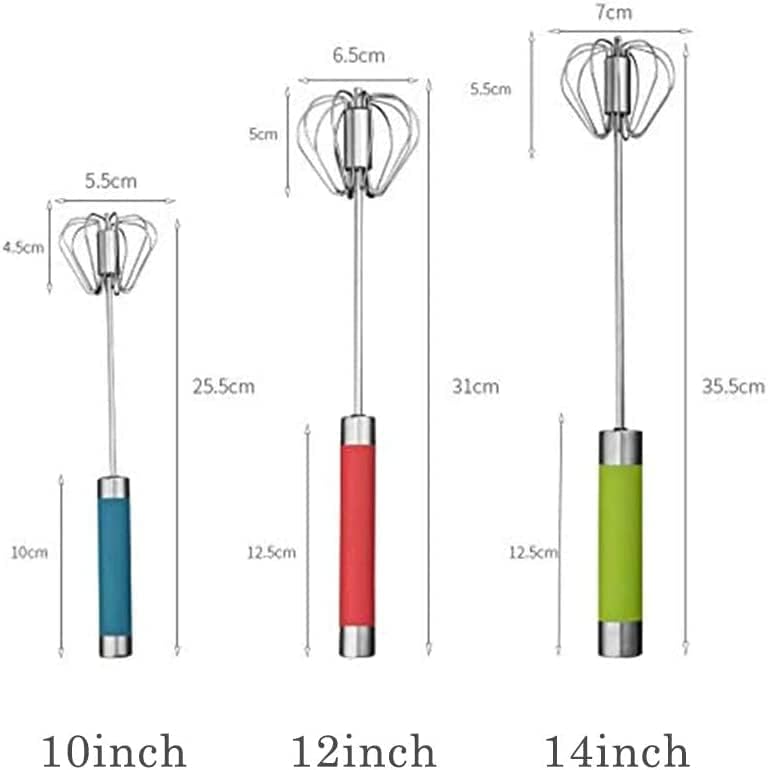 Fnoko Stainless Steel Semi-automatic Egg Whisk - 3PCS Hand Push Rotary