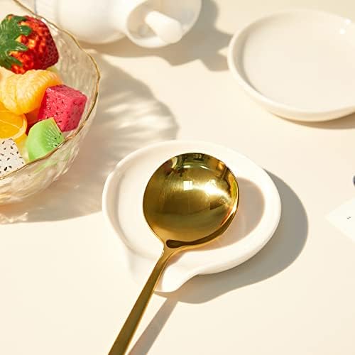Irenare 8 Pcs Ceramic Spoon Rest for Stove Top, 3.74 Inch, White