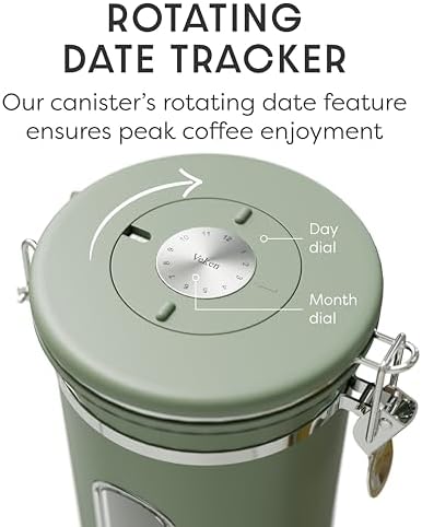 Veken Coffee Canister, Stainless Steel, 22OZ