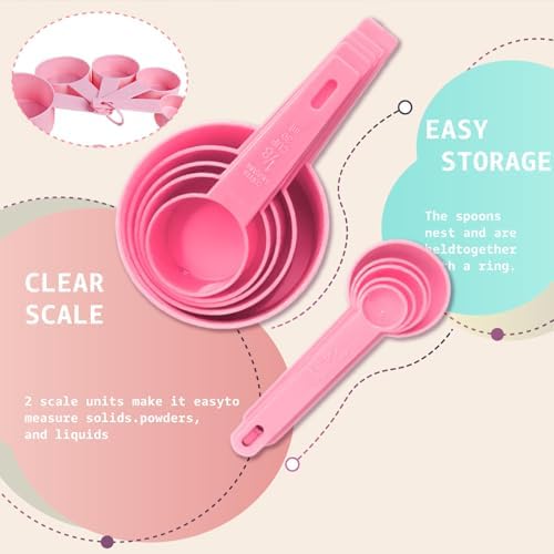 Inmorven 10pcs Measuring Cups and Spoons Set, BPA-Free Plastic Kitchen