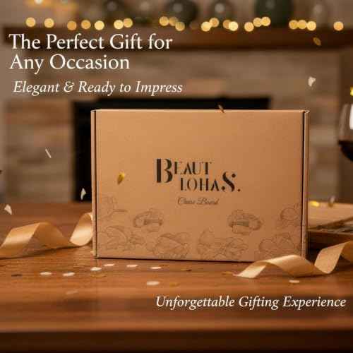 Charcuterie Boards Gift Set Bamboo Cheese Board and Knife Set, Cheese Tray Magnetic Charcuterie Boards Set, 15 x 13 x 2 Inch for Cheese Meat Fruit Gift for Birthdays Wedding Registry Housewarming