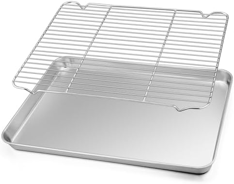 TeamFar Baking Sheet with Cooling Rack Set, 17.6 x 13 x 1 inch