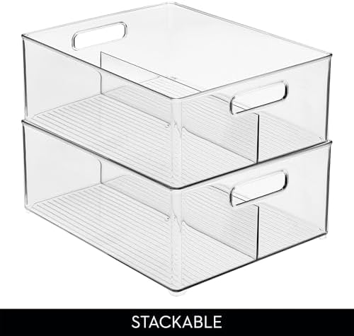 iDesign Divided Pantry Bin, Clear