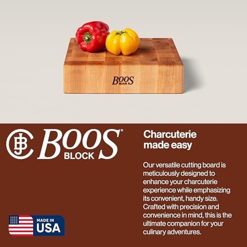 John Boos Maple Wood Chopping Block, 12 x 12 x 3 Inches