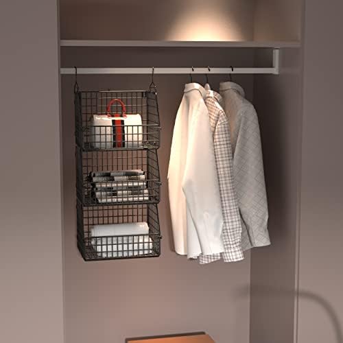 PUPPYCUTE Stackable Wire Storage Baskets, 3 pcs