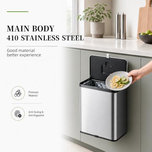 Kitchen Compost Bin, 8L / 2.1 Gal Stainless Steel