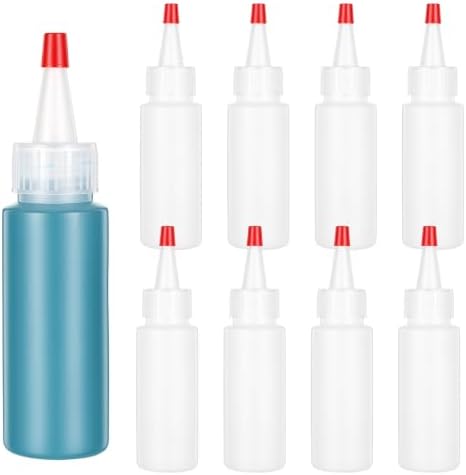 10 Pcs 2 oz Squeeze Bottles with Red Twist Top Cap Plastic Squeeze
