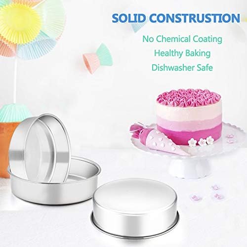 E-far 6 Inch Cake Pan Set of 3, Stainless Steel Round Smash Cake