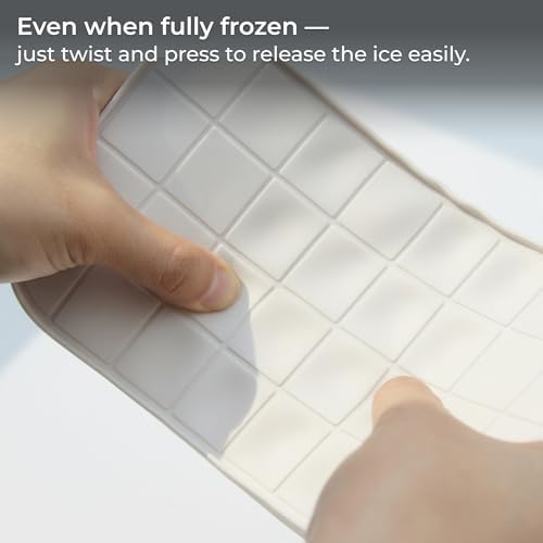 Ice Cube Tray Set with Lid & Bin, 2 Silicone Trays