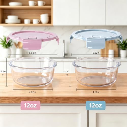 4 Pack 12oz Glass Meal Prep Containers