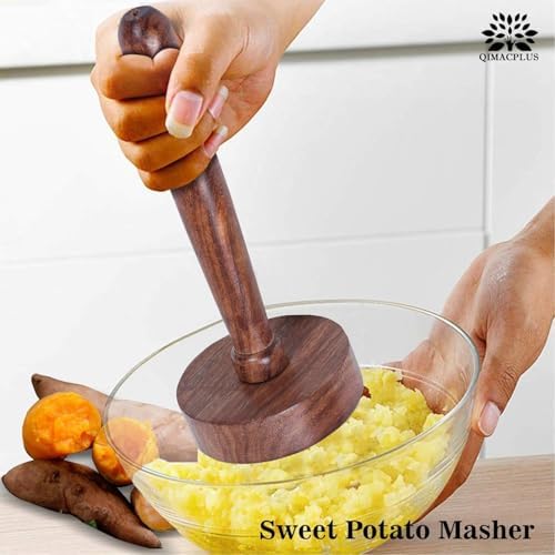 Durable Wooden Potato Masher with Ergonomic Handle | Vegetable Roti