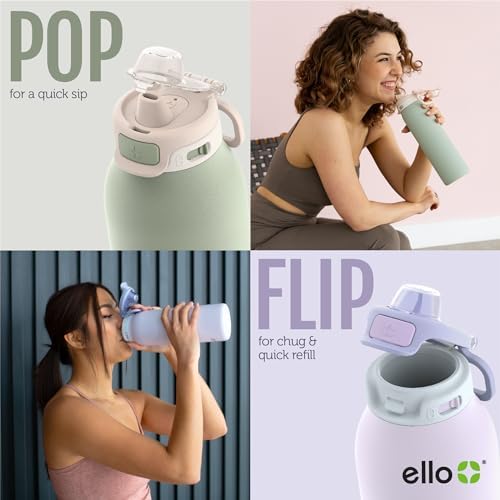 Ello Pop & Fill Insulated Stainless Steel Water Bottle with Quick Fill