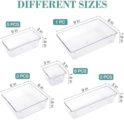 16 PCS Drawer Organizer Set, 5 Size Bathroom and kitchen organizer