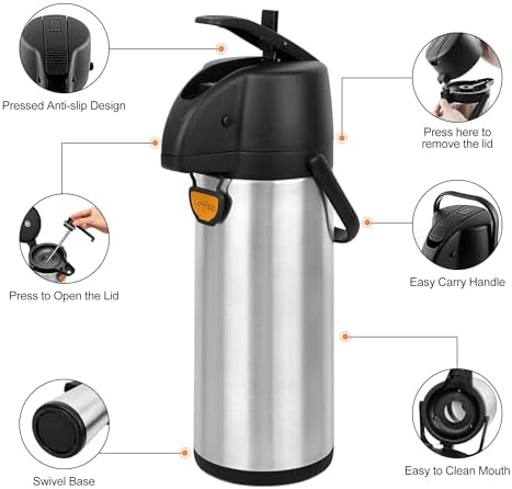 TOMAKEIT Airpot Coffee Dispenser Thermal with Pump,3L/102 Oz Insulated