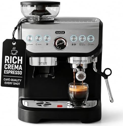Zulay Kitchen Magia Manual Espresso Machine with Built-In Grinder