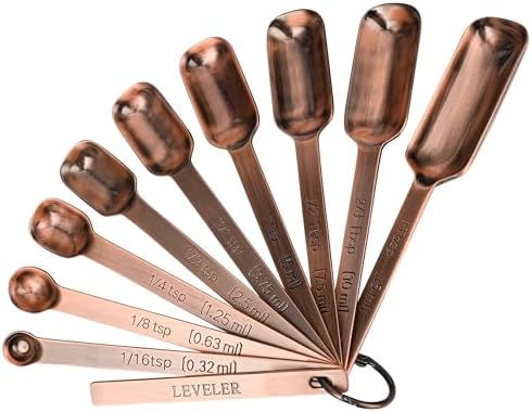 Copper Measuring Cups and Spoons Set of 18, 7 Measuring Cups, 9