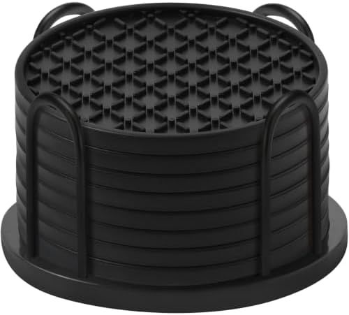 TWTLi Silicone Coasters Set of 8 with Holder, 4 Inch Non-Slip