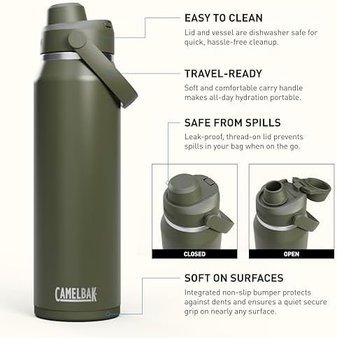 CamelBak Thrive Chug Stainless Steel Water Bottle 32oz, Moss