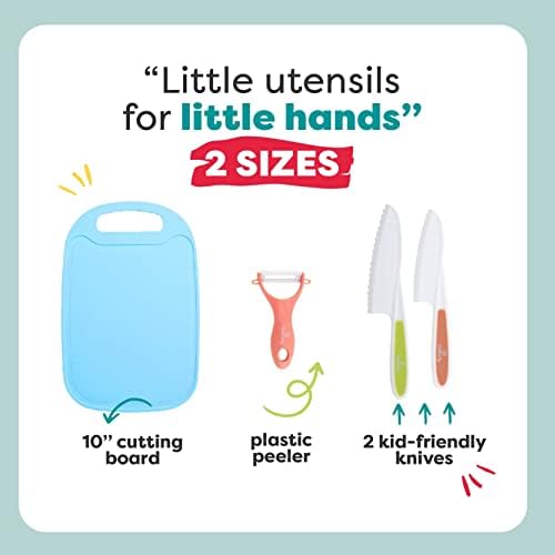 Baketivity Kid-Safe Plastic Knife Set with Cutting Board
