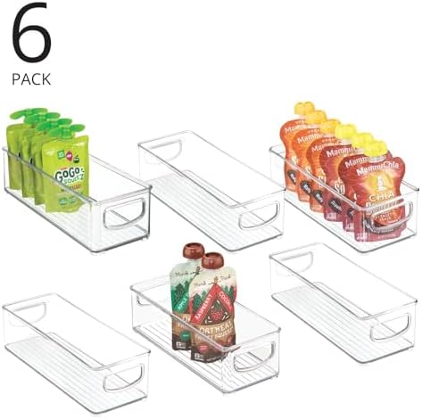 mDesign Small Stackable Pantry Storage Bins, 6 Pack