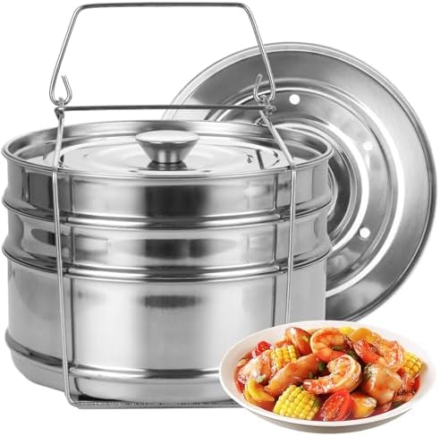 STARVAST Stainless Steel 3 Tier Stackable Insert Pans, Compatible with
