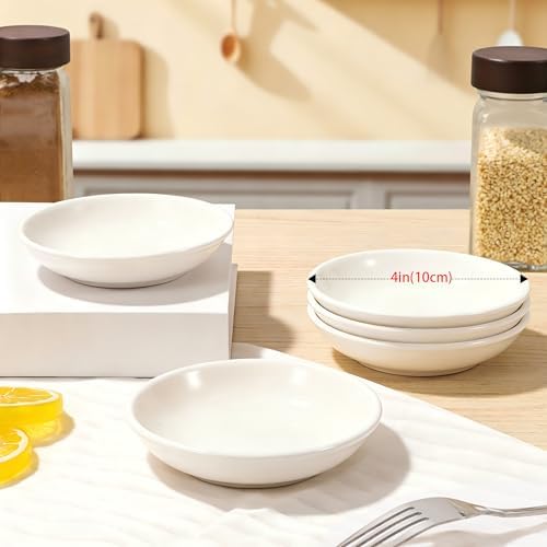 4 Inch Ceramic Dipping Sauce Dish Set - 6 Pcs Small Condiment Bowls