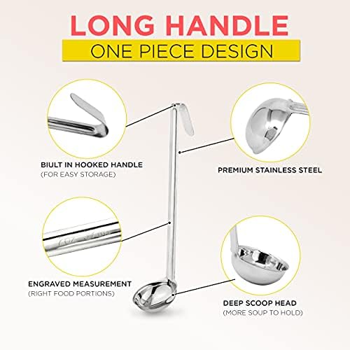 Fit Meal Prep [2 Pack] 2 oz Stainless Steel Soup Ladle, One-Piece