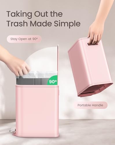 Cesun Small Bathroom Trash Can, 1.3 Gal, Pink