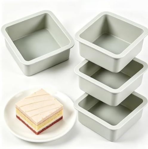 Silicone Square Molds, 4 Pack Silicone Square Cake Pans, 4 Inch