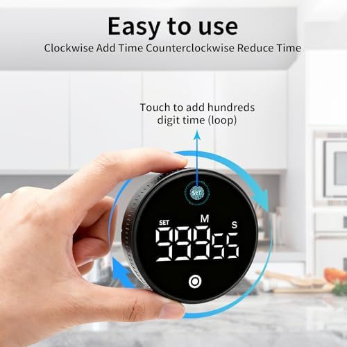 Digital Kitchen Timer, Large LED Display, Black