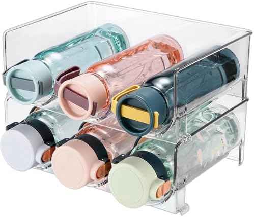 2 Pack Water Bottle Organizer Holder, Stackable Storage Rack for Large
