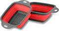 Collapsible Colander, 2 Pcs Red Silicone Kitchen Strainer for Draining