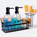 Kitchen Soap Dispenser Set with Sponge Holder, 15 fl oz, Clear Glass