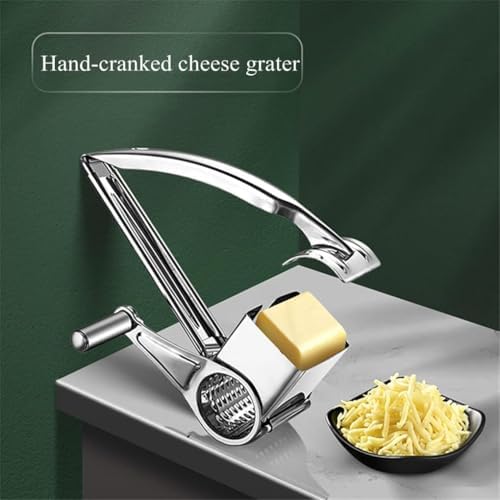 Manual Rotary Cheese Grater, 304 Stainless Steel Hand-Crank