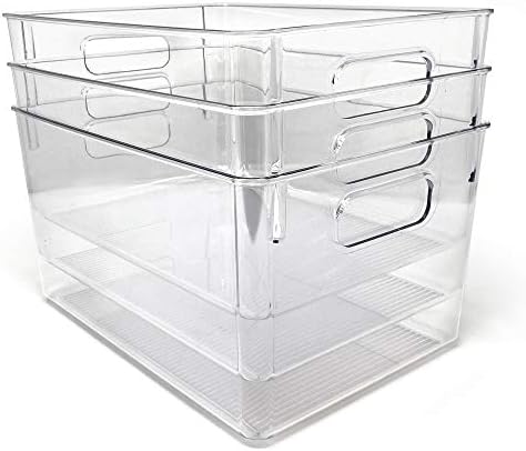 Isaac Jacobs 3-Pack Large Clear Storage Bins with Handles