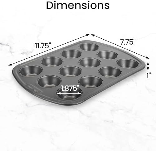 GoodCook Everyday Mini Muffin Pan, 12-Cup, Gray