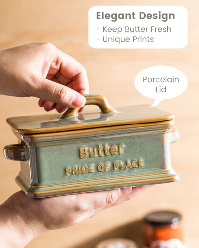 Zoeeker Butter Dish with Lid, Ceramic Butter Holder Container for