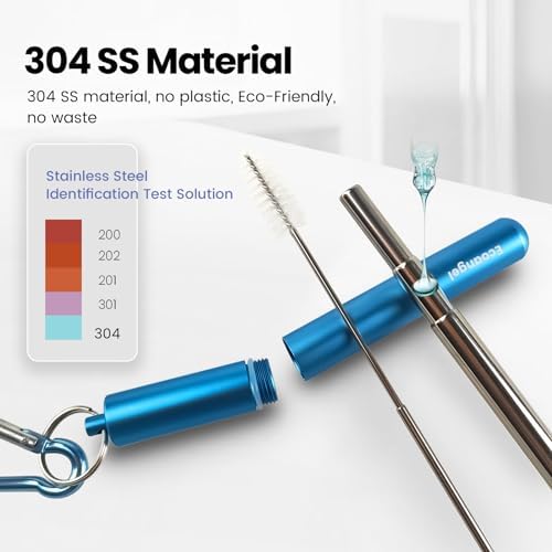 Ecoangel Cruise Ship Essentials, Reusable Metal Straws (4 Pack)
