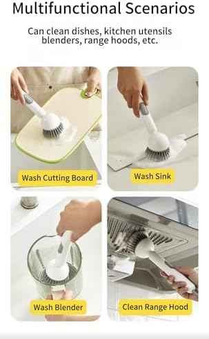 Dish Brush, 6-in-1 with Detergent Dispenser