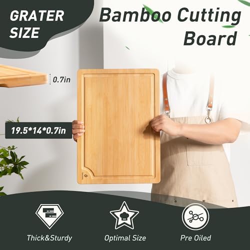 Extra Large Bamboo Board Charcuterie Non Slip Feet Over Sink Wooden