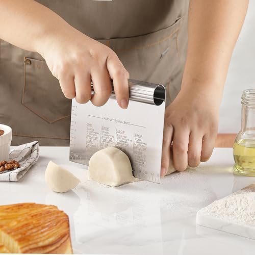 2PCS Dough Pastry Bench Cutter Scraper, OLULU Stainless Steel Kitchen