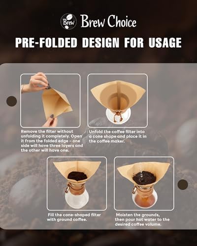 100ct Cone Coffee Filters, for Chemex Pour-Over Coffee Makers
