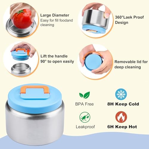 Bento Lunch Box for Kids with Thermo, Leakproof Bento Box with 8oz