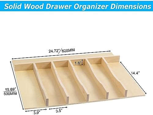 WelFurGeer Solid Birch Wood Silverware Drawer Organizer, Wooden