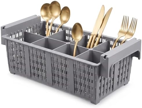 8 Compartment Plastic Silverware Drying Basket, Commercial Dish Rack