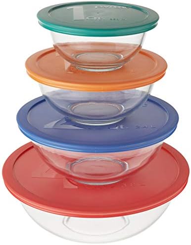 Pyrex Smart Essentials Mixing Bowl Set Including Locking Lids (Clear)